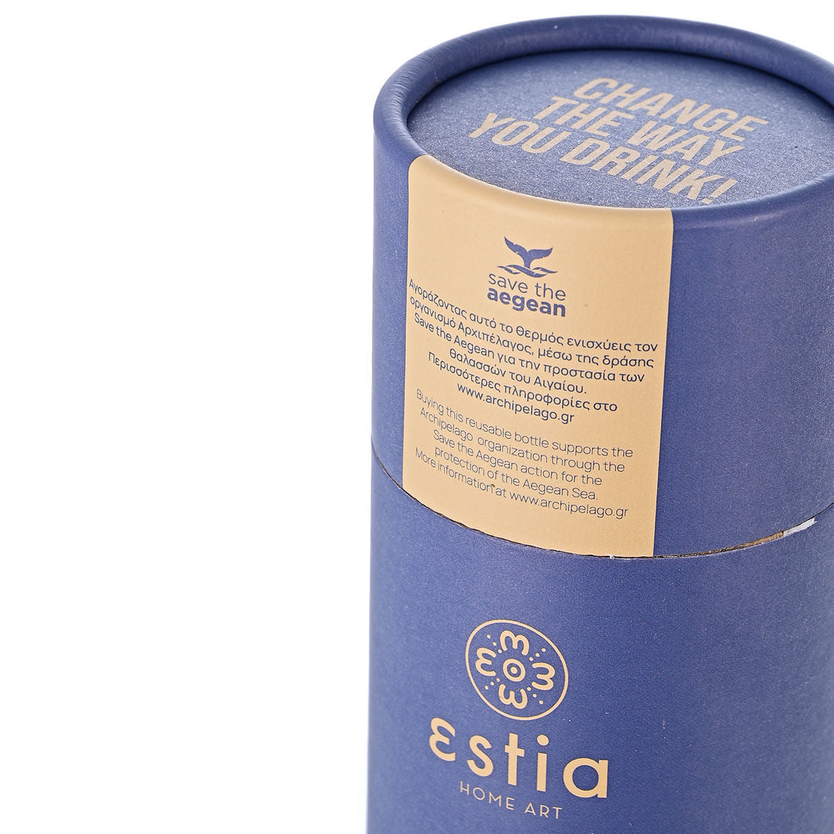 Estia | Τhermos Travel Flask Save the Agean 500ml Denim Blue