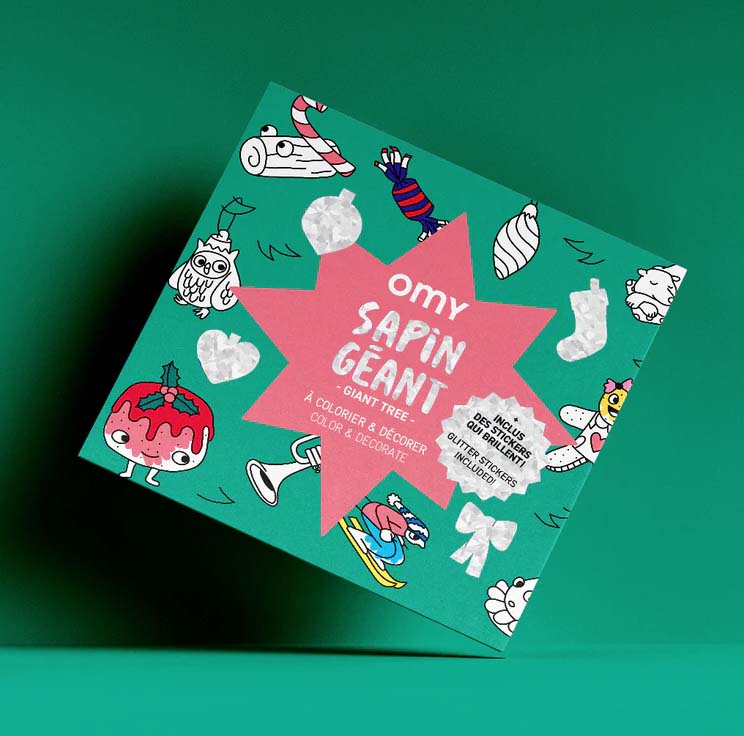 OMY | Αφίσα γίγας για ζωγραφική με αυτοκόλλητα Χριστουγεννιάτικο Δέντρο