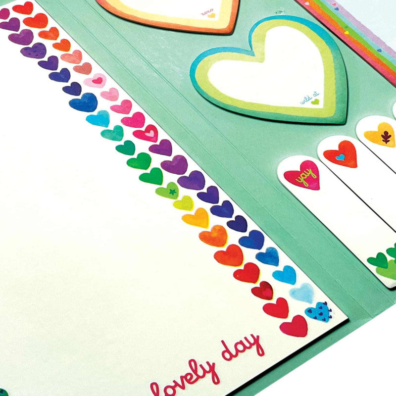 OOLY | Side Notes Sticky Notes Tab Sets - Rainbow Hearts