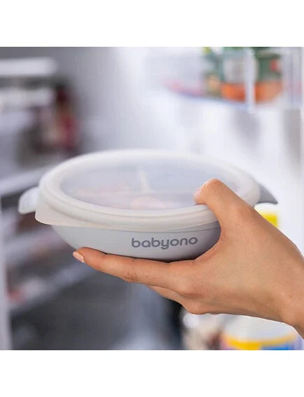 Baby Ono |Πιάτο σιλικόνης με 3 θέσεις, καπάκι & βάση με βεντούζα - Μπλε