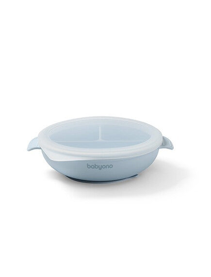 Baby Ono |Πιάτο σιλικόνης με 3 θέσεις, καπάκι & βάση με βεντούζα - Μπλε