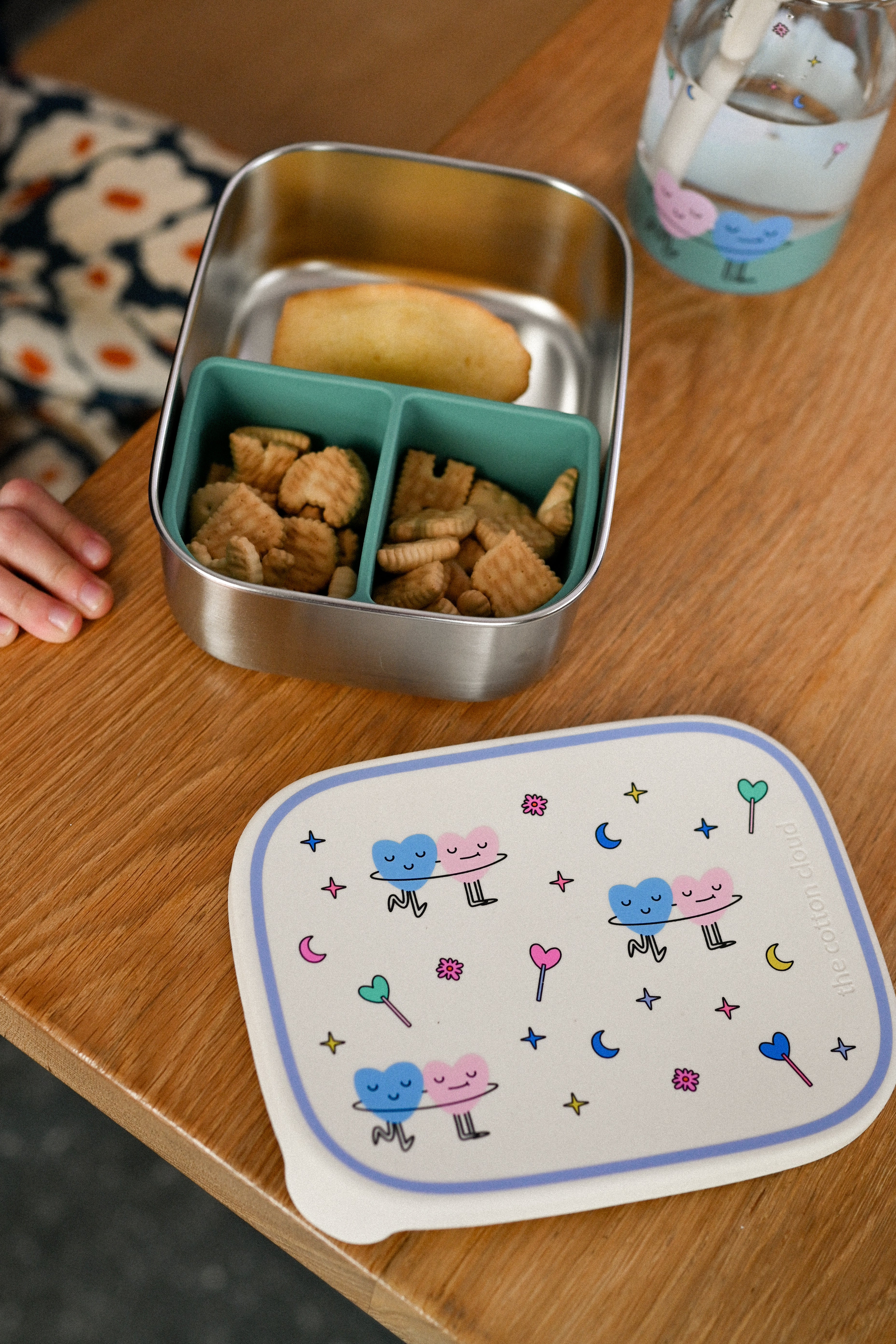 The Cotton Cloud | Stainless steel lunchbox with removable compartments Dancing Hearts