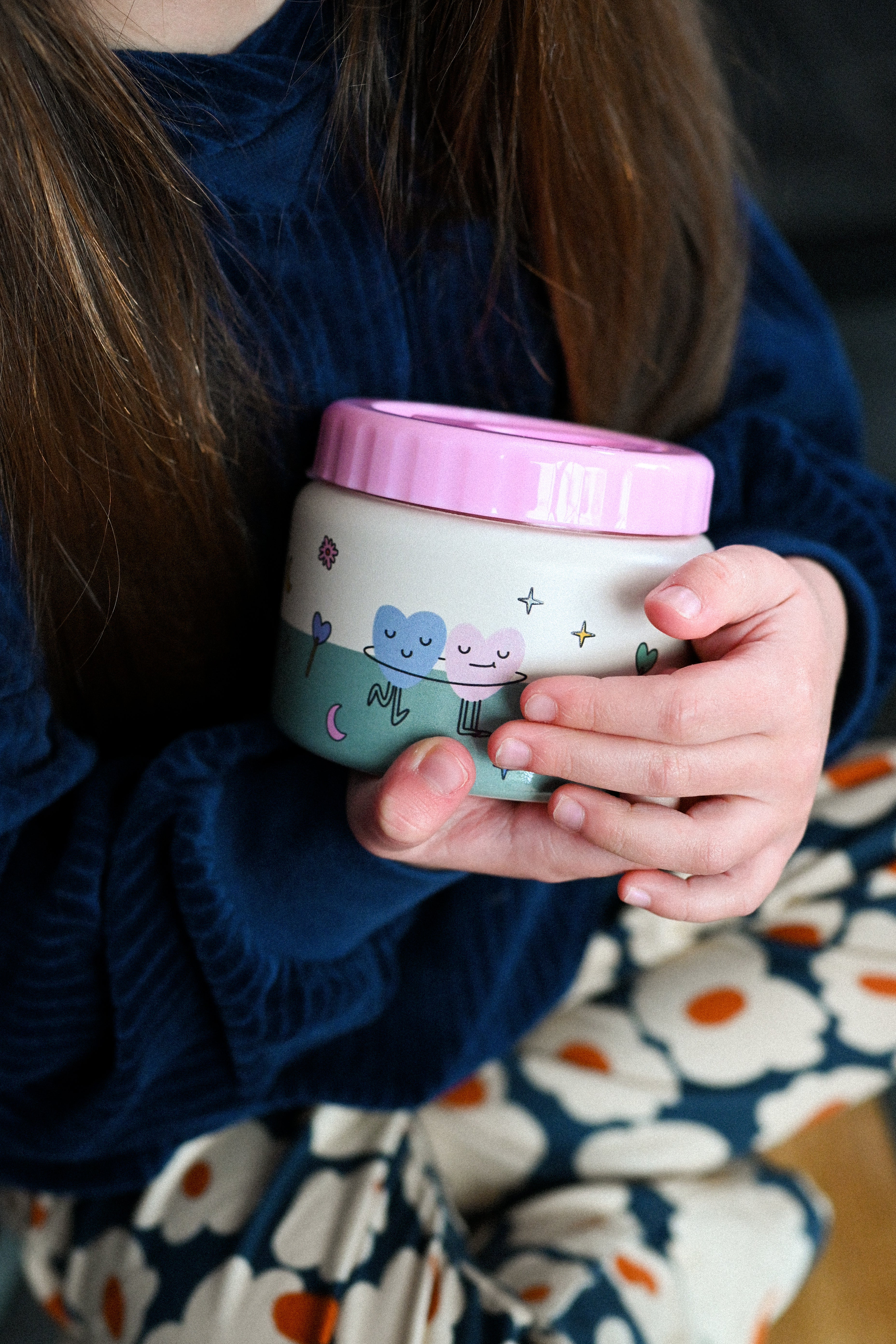 The Cotton Cloud | Stainless Steel Thermo Food Jar 350ml Dancing Hearts