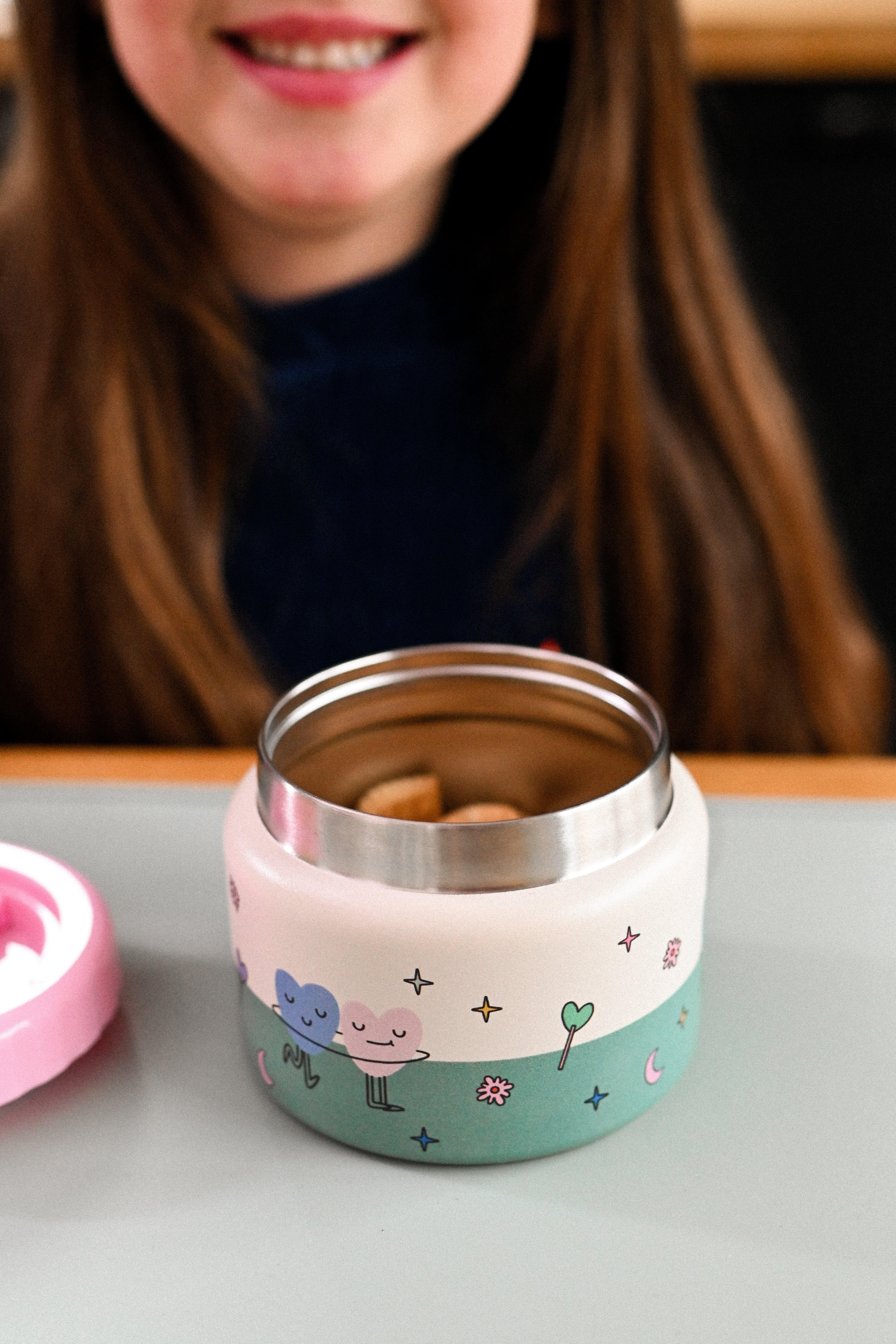 The Cotton Cloud | Stainless Steel Thermo Food Jar 350ml Dancing Hearts