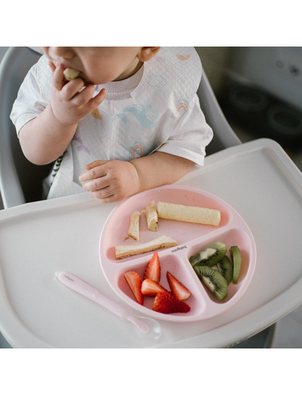 Baby Ono | Πιάτο σιλικόνης με βεντούζες και χωρίσματα- Ροζ