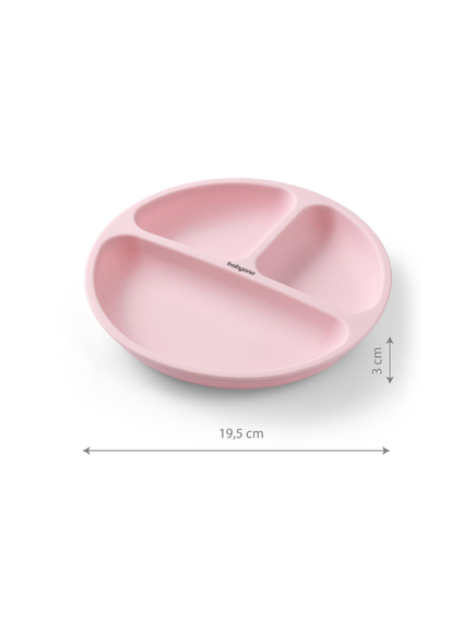Baby Ono | Πιάτο σιλικόνης με βεντούζες και χωρίσματα- Ροζ