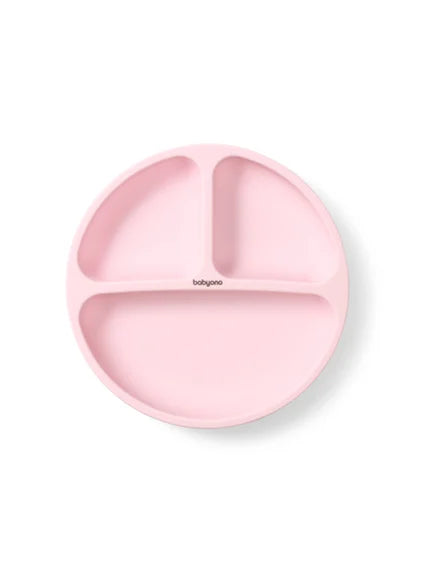 Baby Ono | Πιάτο σιλικόνης με βεντούζες και χωρίσματα- Ροζ