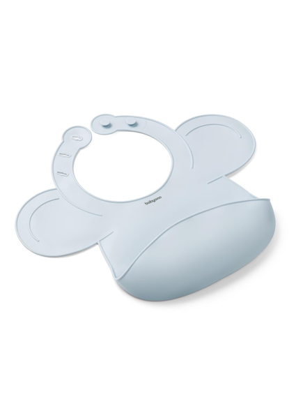 BabyOno | Σαλιάρα σιλικόνης 6m+ με θήκη περισυλλογής τροφίμων-Blue