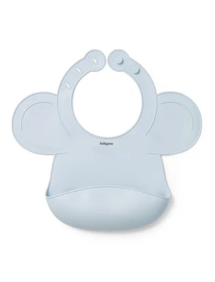 BabyOno | Σαλιάρα σιλικόνης 6m+ με θήκη περισυλλογής τροφίμων-Blue