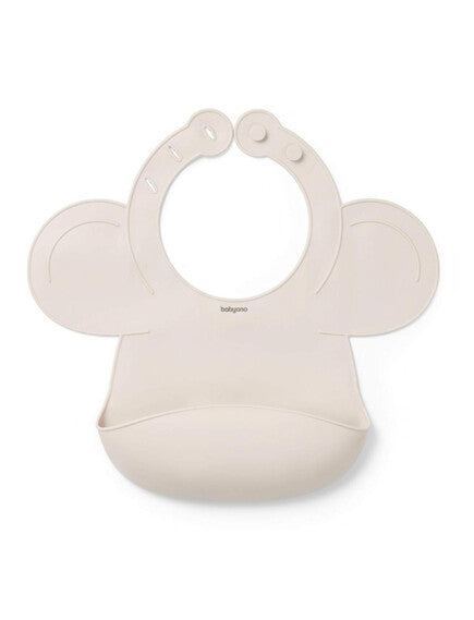 BabyOno | Σαλιάρα σιλικόνης 6m+ με θήκη περισυλλογής τροφίμων-Beige