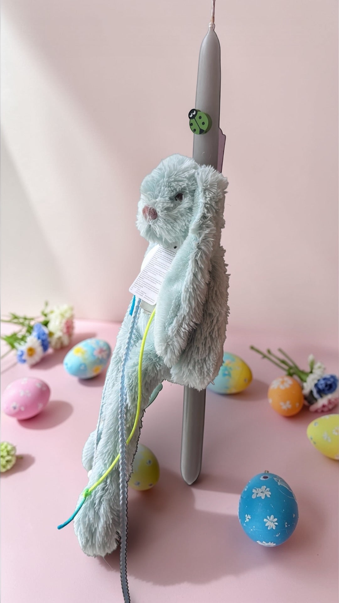 Handmade Easter Candle with Mint Baby and Ring Plush Toy