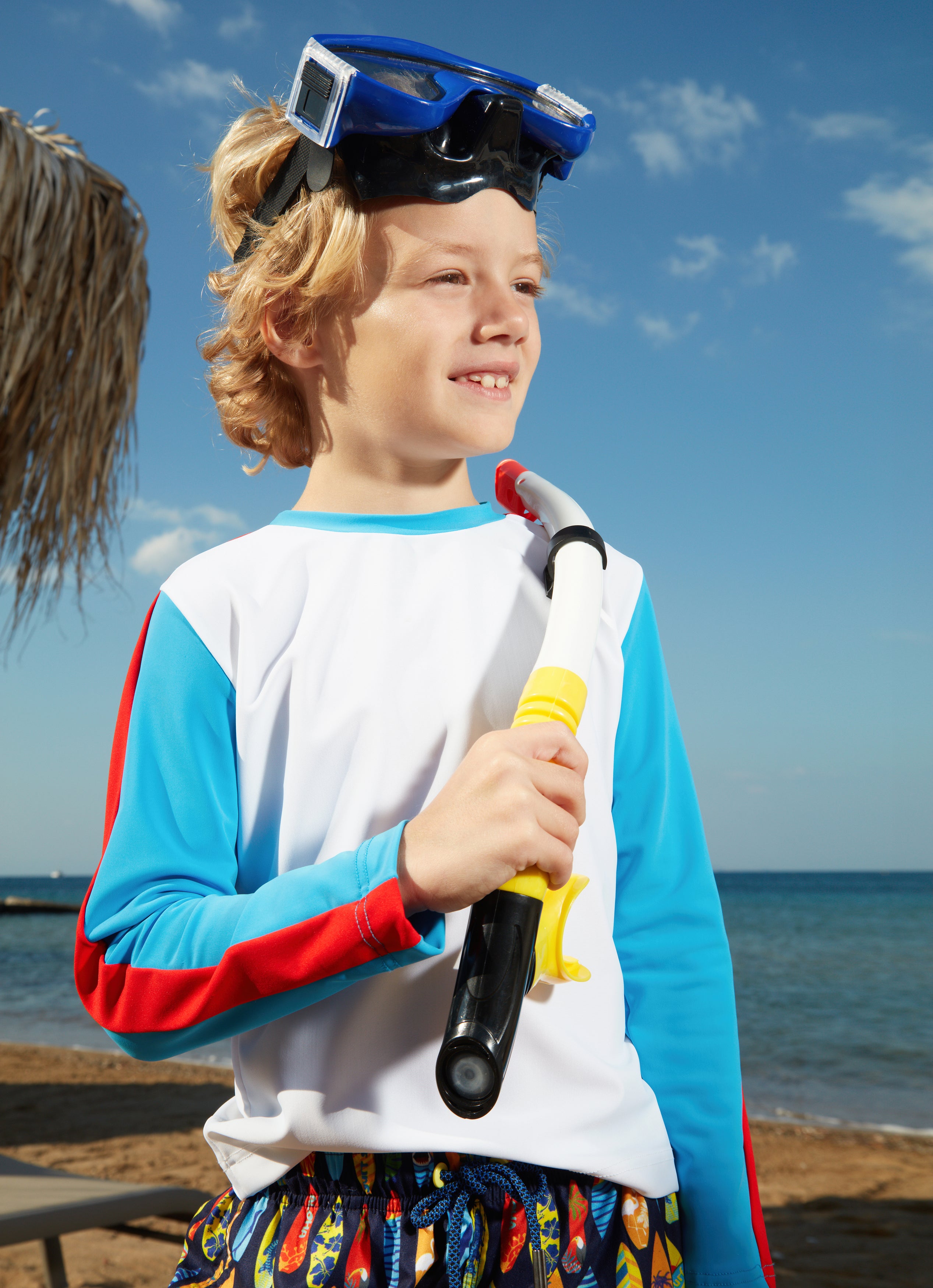 Marie Raxevsky | Long Sleeve Rashguard White Blue