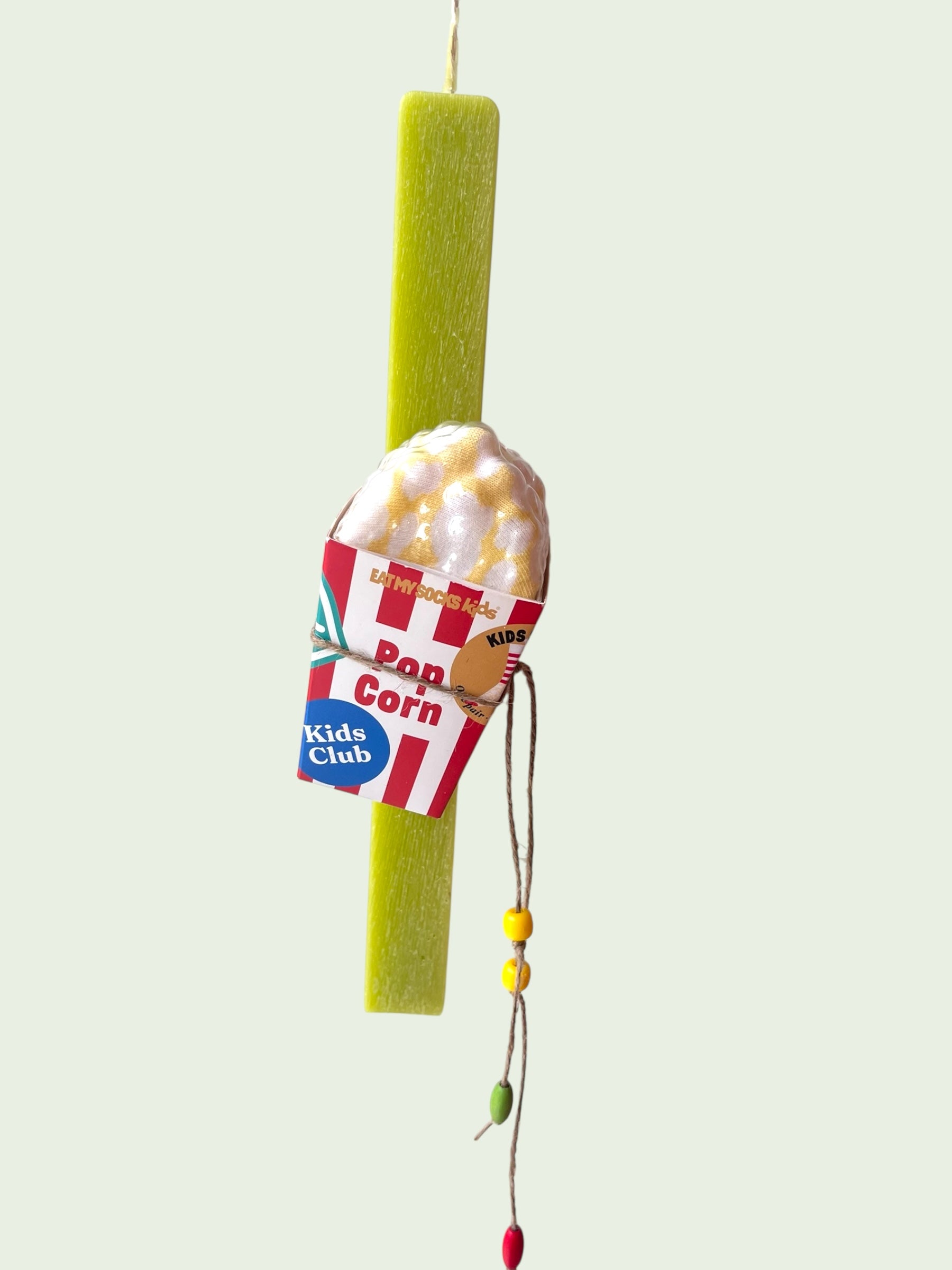 Handmade Easter Candle with Eat My Socks Popcorn Pair of Socks (Age 5-10 years Old)