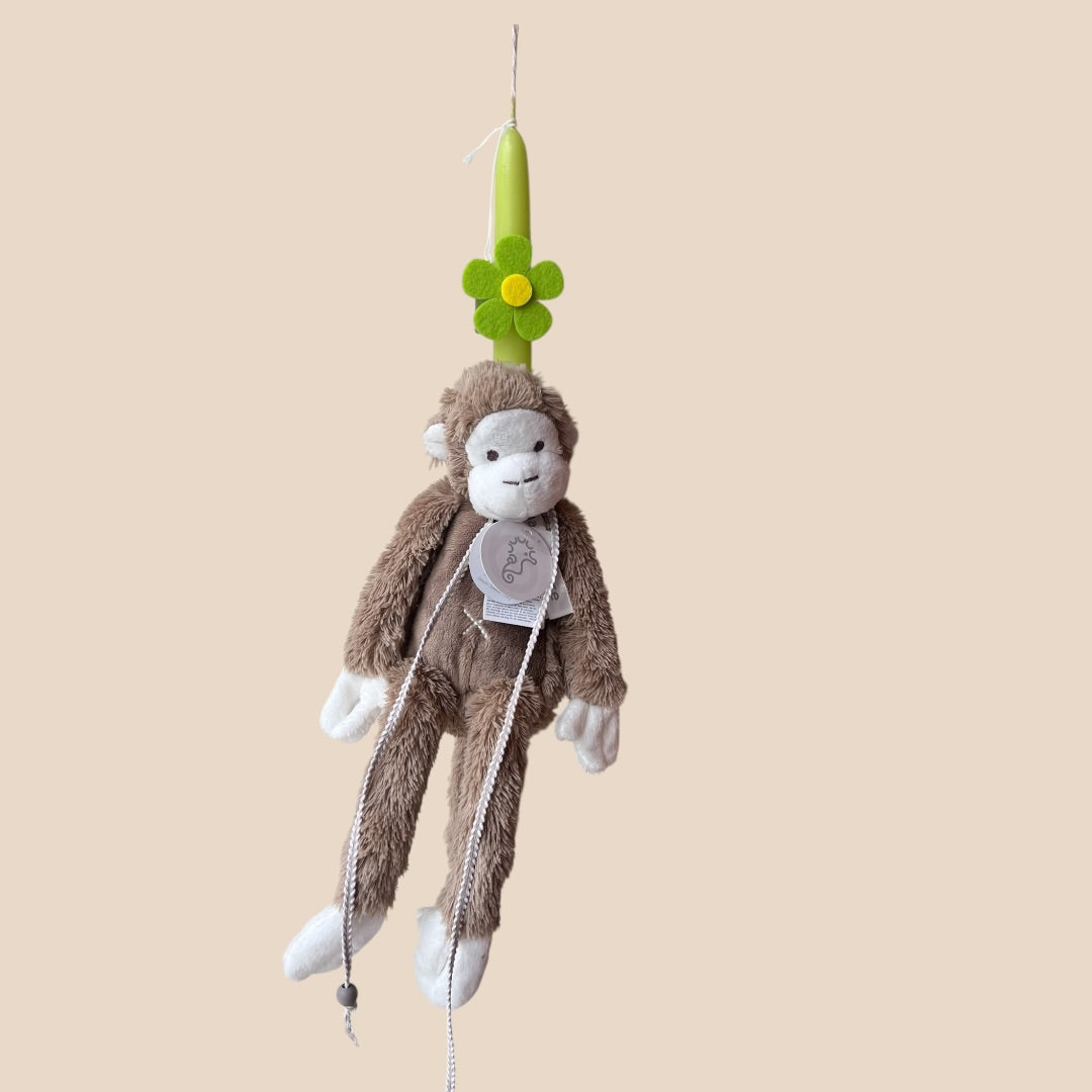 Handmade Easter Candle with Happy Horse Monkey Plush Toy