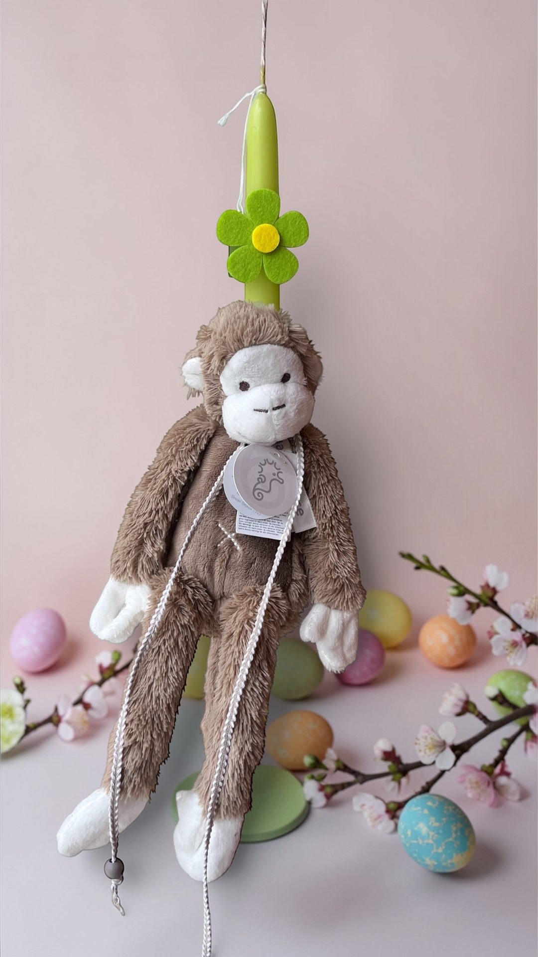 Handmade Easter Candle with Happy Horse Monkey Plush Toy