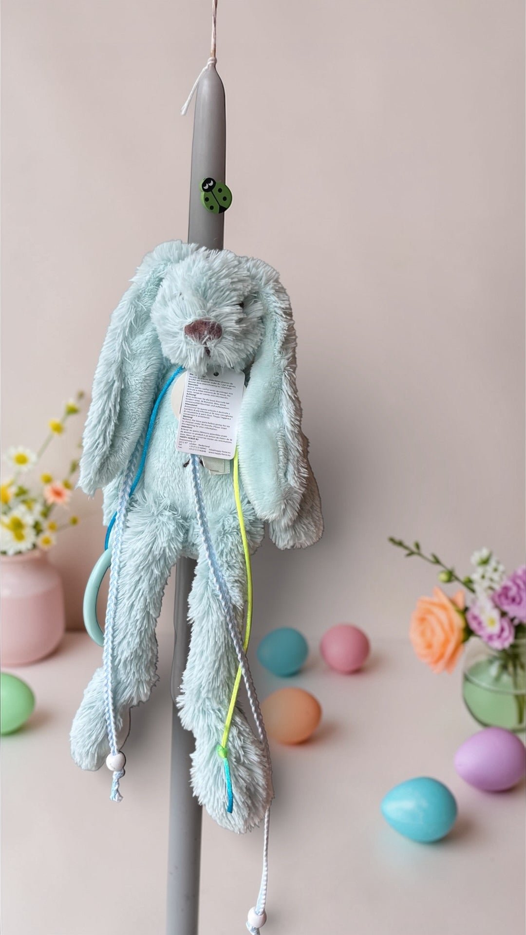 Handmade Easter Candle with Mint Baby and Ring Plush Toy
