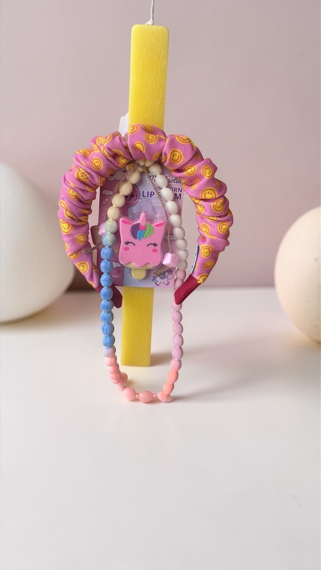 Handmade Easter Candle with Headband Kiddoz and Martinellia Lip Balm