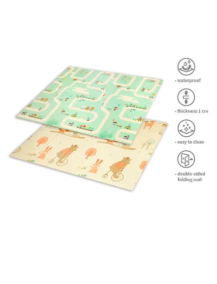 Babyono | Αναδιπλούμενο αφρώδες παζλ δαπέδου διπλής όψεως 180 x 200