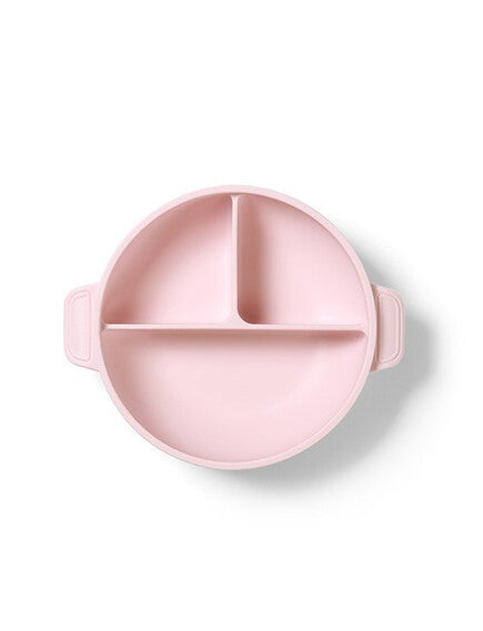 Baby Ono | Πιάτο σιλικόνης με 3 θέσεις, καπάκι & βάση με βεντούζα - Ροζ