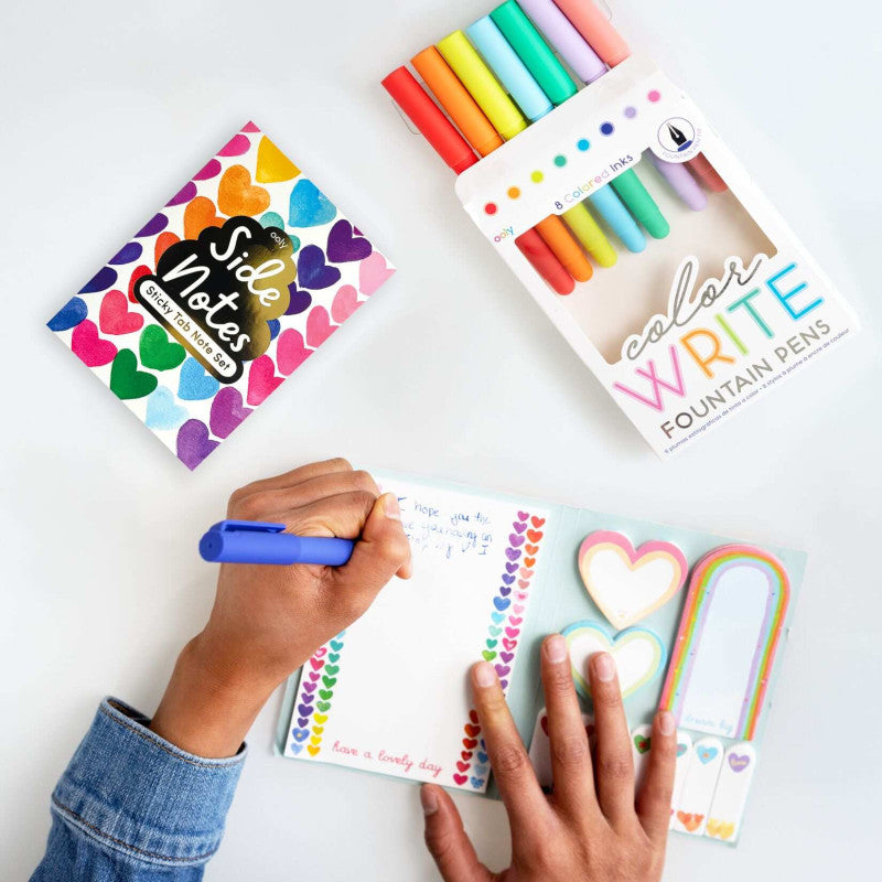 OOLY | Side Notes Sticky Notes Tab Sets - Rainbow Hearts