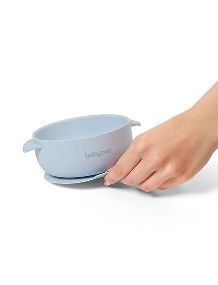 Baby Ono | Μπολάκι σιλικόνης με λαβές, καπάκι & βάση με βεντούζα - Μπλε
