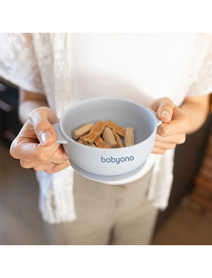 Baby Ono | Μπολάκι σιλικόνης με λαβές, καπάκι & βάση με βεντούζα - Μπλε