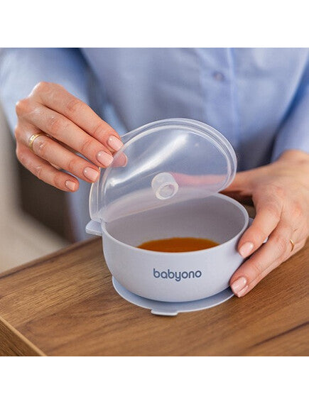 Baby Ono | Μπολάκι σιλικόνης με λαβές, καπάκι & βάση με βεντούζα - Μπλε