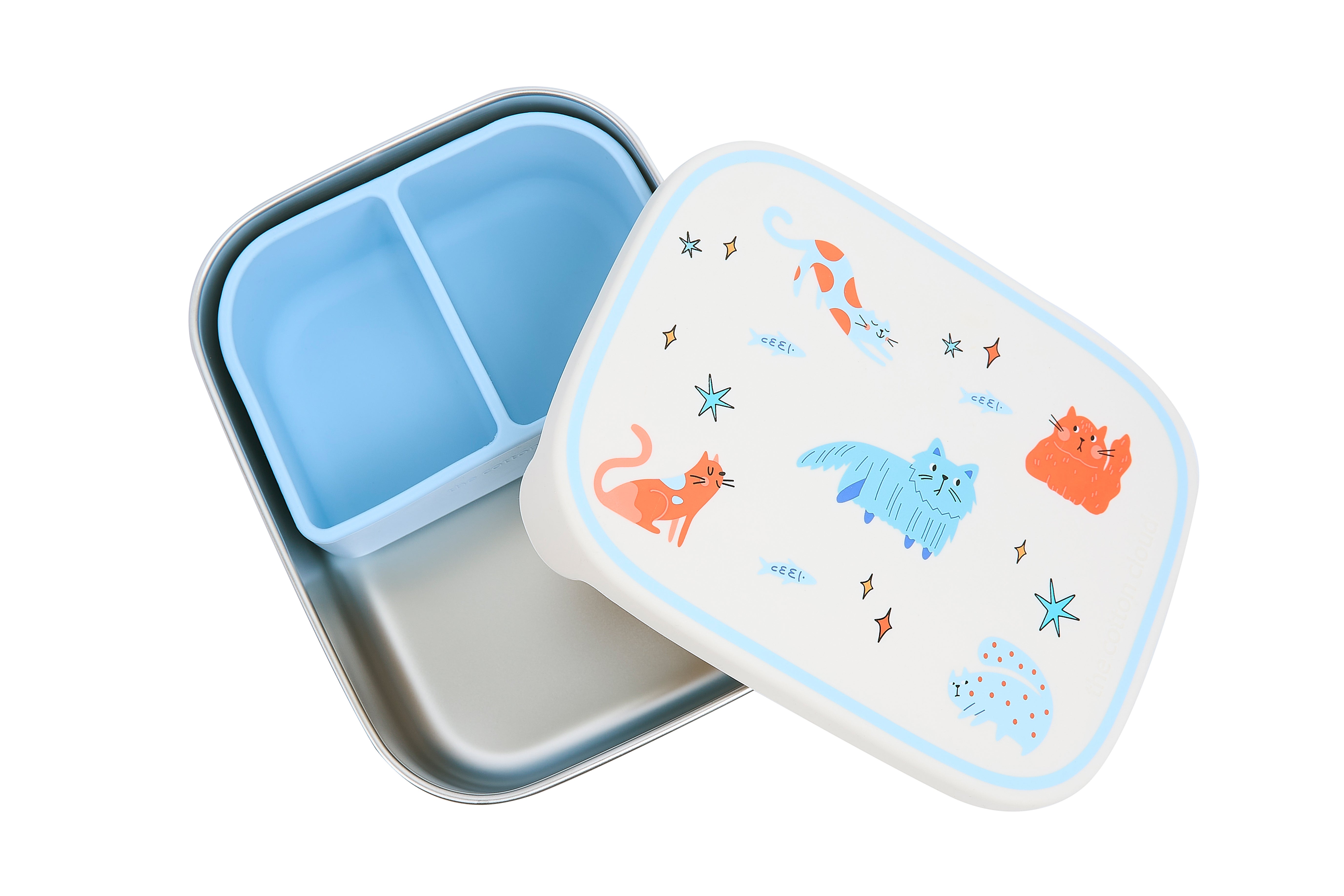 The Cotton Cloud | Stainless steel lunchbox with removable compartments Meowtiful Cats