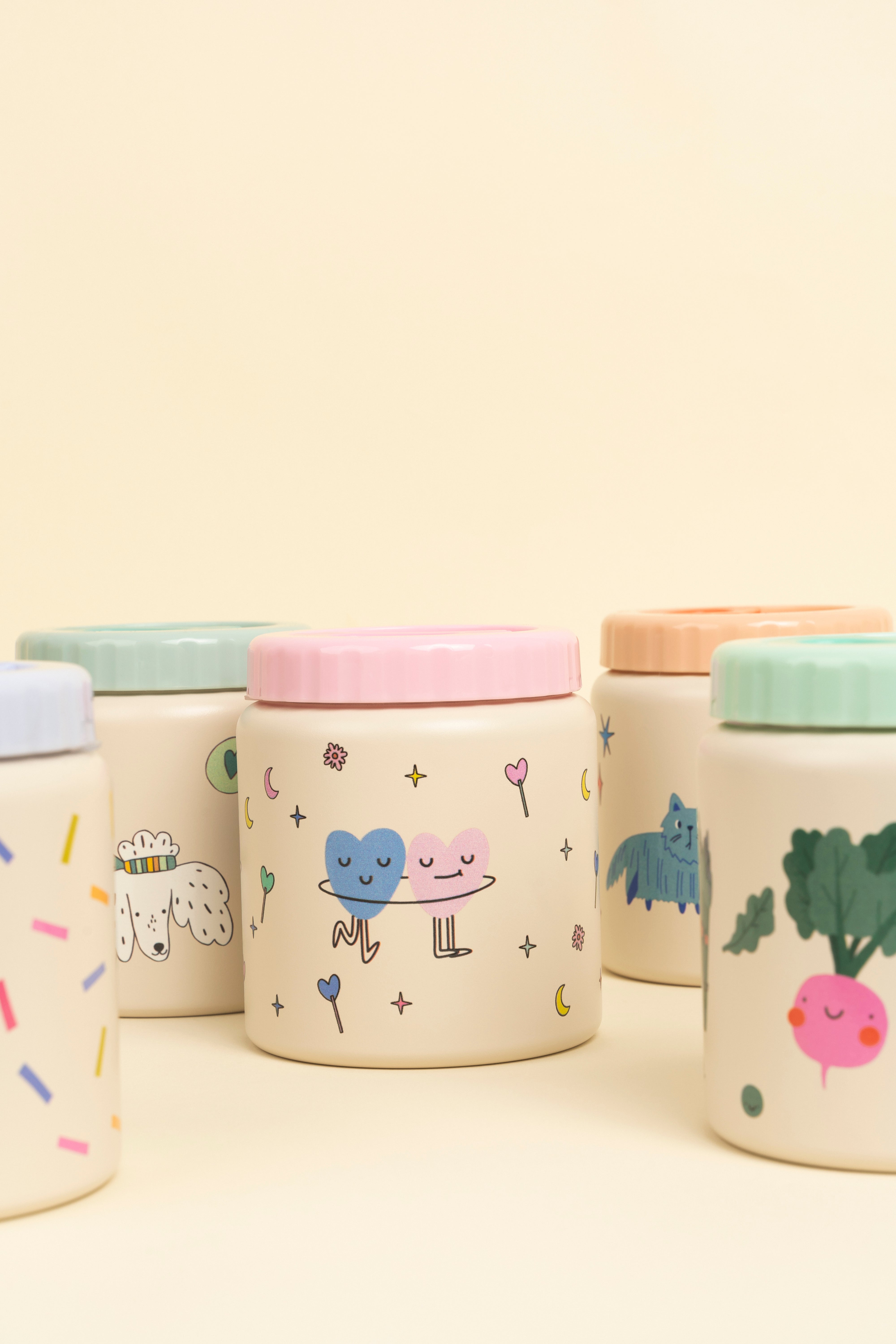 The Cotton Cloud | Stainless Steel Thermo Food Jar 350ml Dancing Hearts