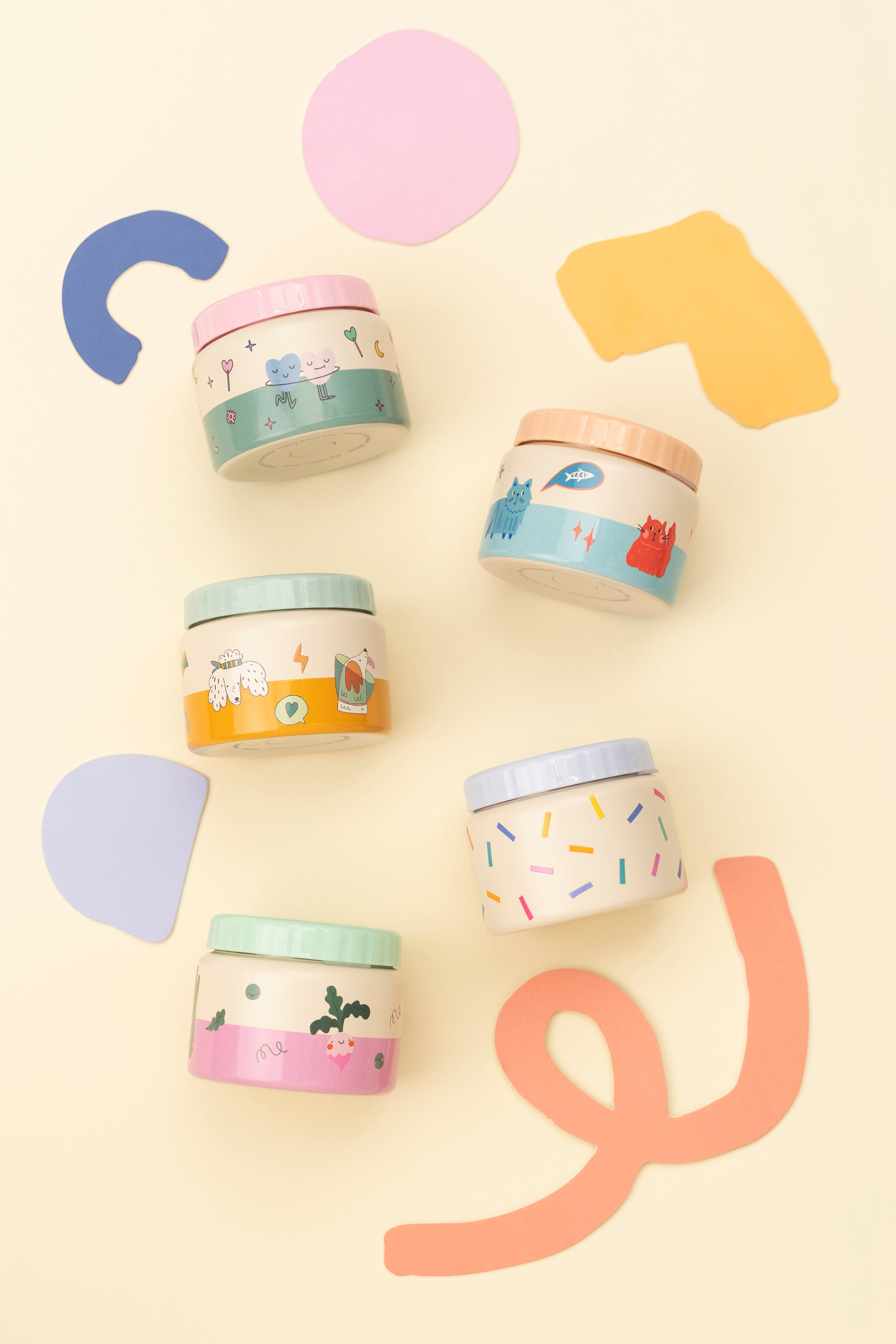 The Cotton Cloud | Stainless Steel Thermo Food Jar 350ml Dancing Hearts