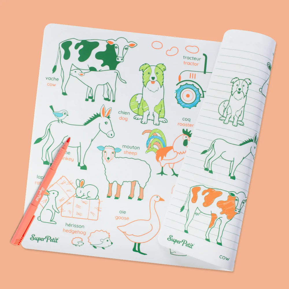 Super Petit | Silicone double-sided painting mat farm animals