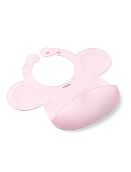 BabyOno | Σαλιάρα σιλικόνης 6m+ με θήκη περισυλλογής τροφίμων-Pink