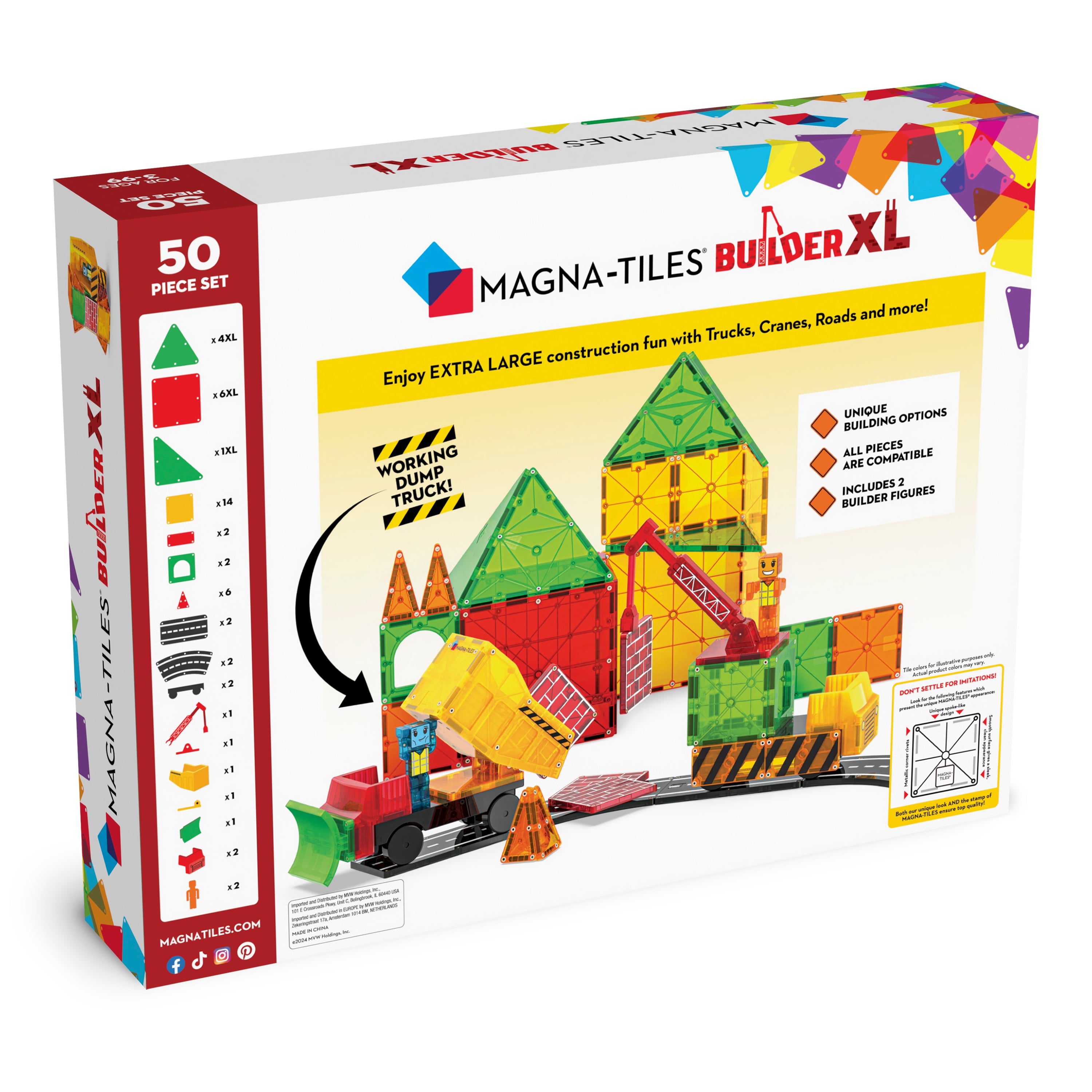 Magna-Tiles | Μαγνητικά Πλακίδια Builder XL 50-Piece Set