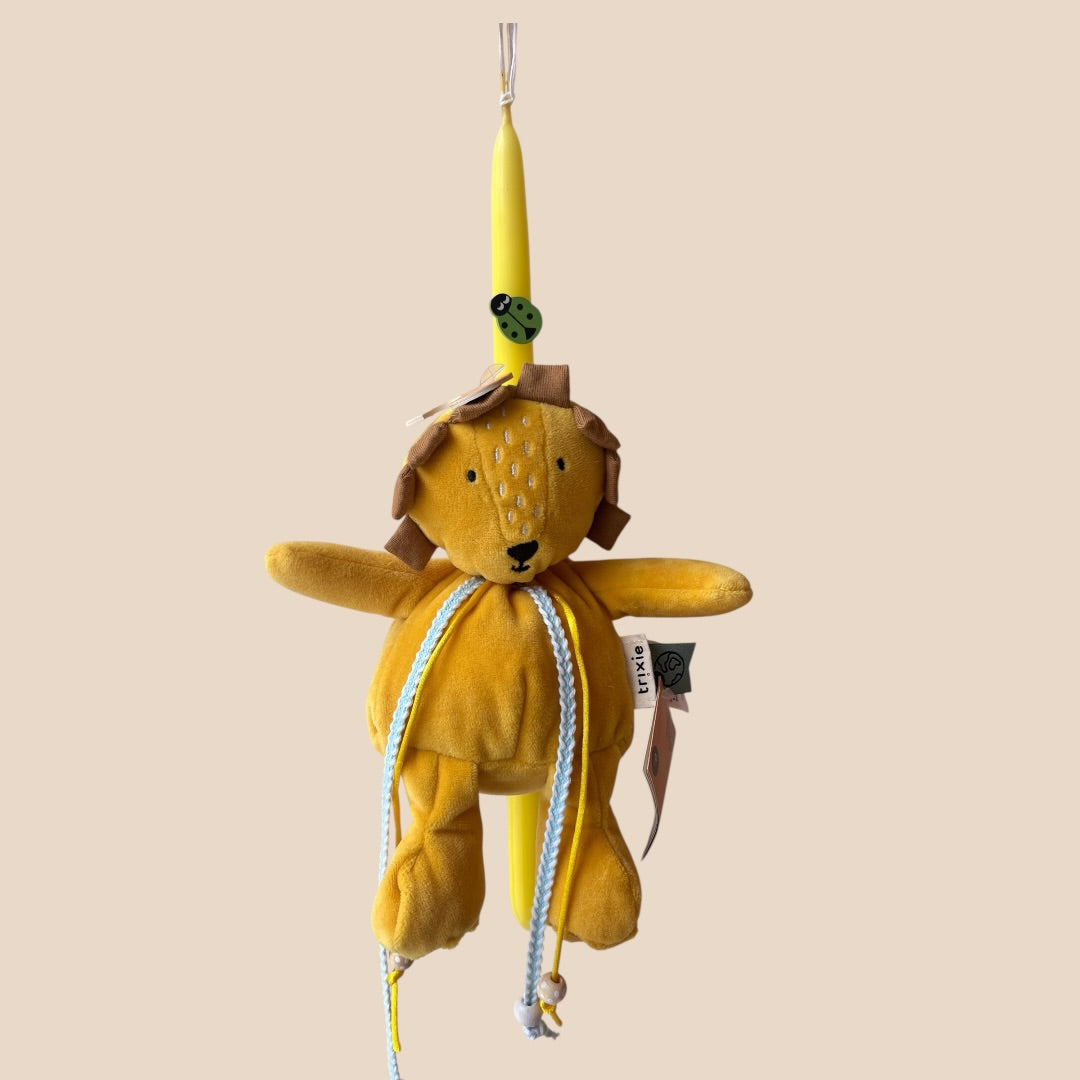 Handmade Easter Candle with Trixie Lion Baby Plush Toy