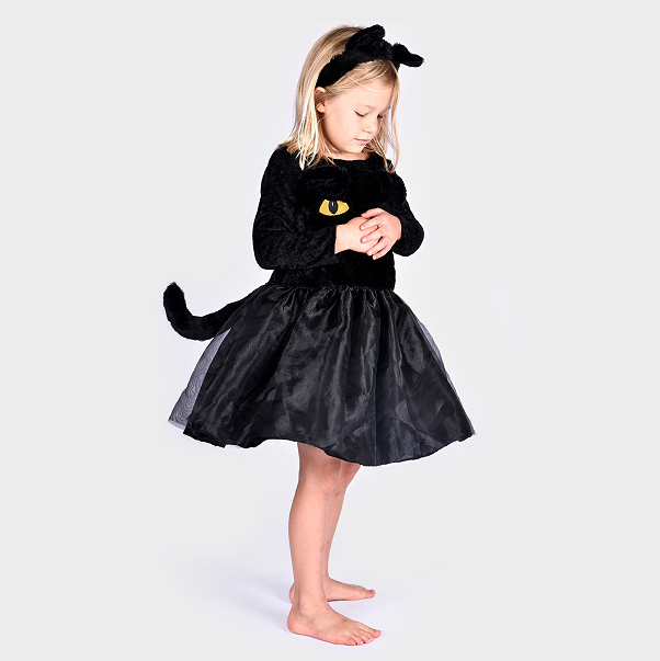 Den Goda Fen | Στολή Μαύρη Γάτα, με στέκα αυτάκια, 2-4 ετών, 98-104 εκ.