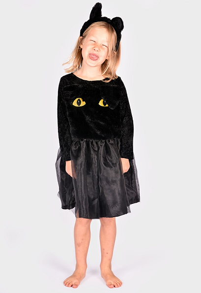 Den Goda Fen | Στολή Μαύρη Γάτα, με στέκα αυτάκια, 2-4 ετών, 98-104 εκ.