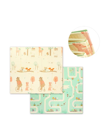 Babyono | Αναδιπλούμενο αφρώδες παζλ δαπέδου διπλής όψεως 180 x 200