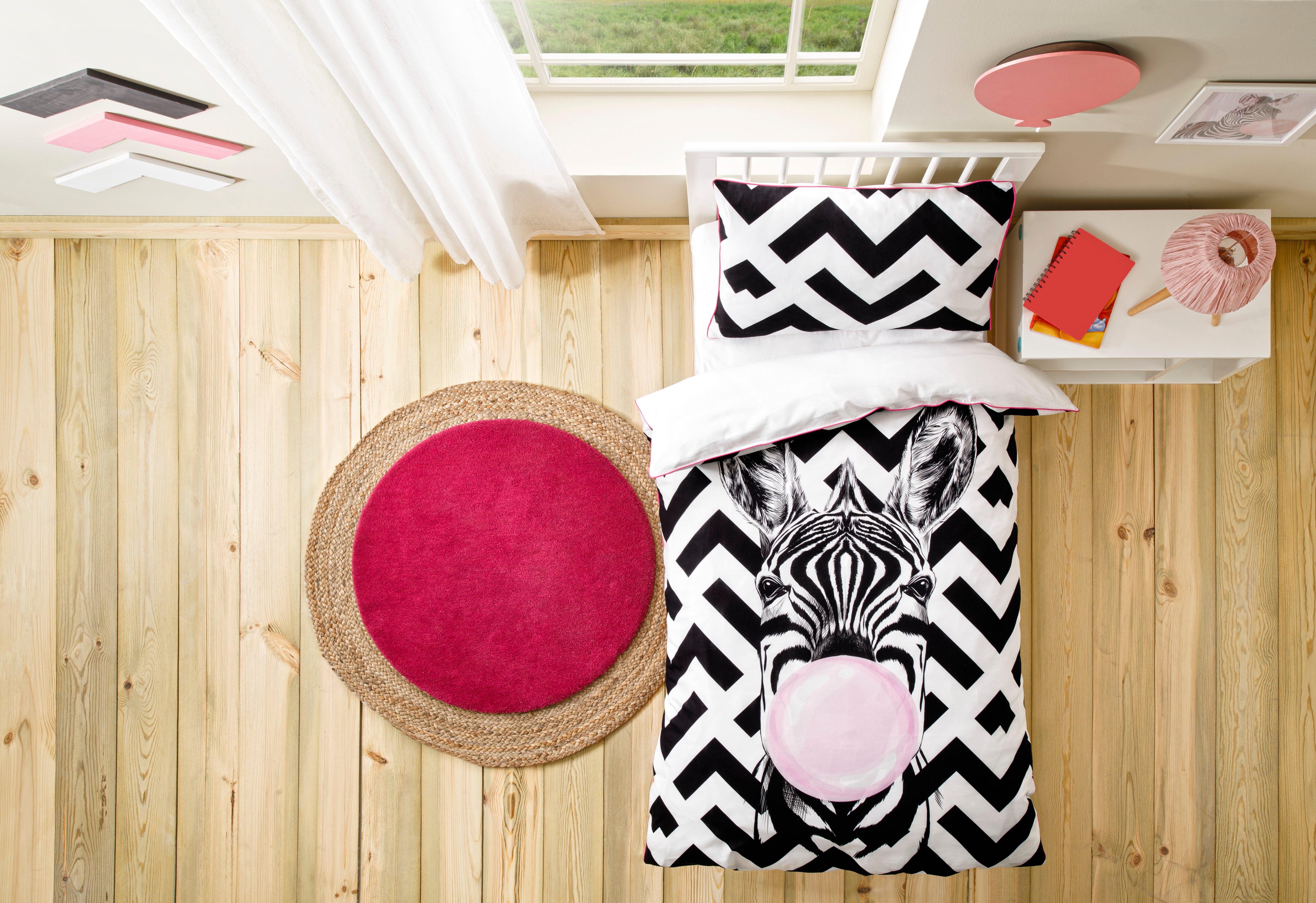 Hibboux | Bubble Gum Zebra Duvet Cover Set 