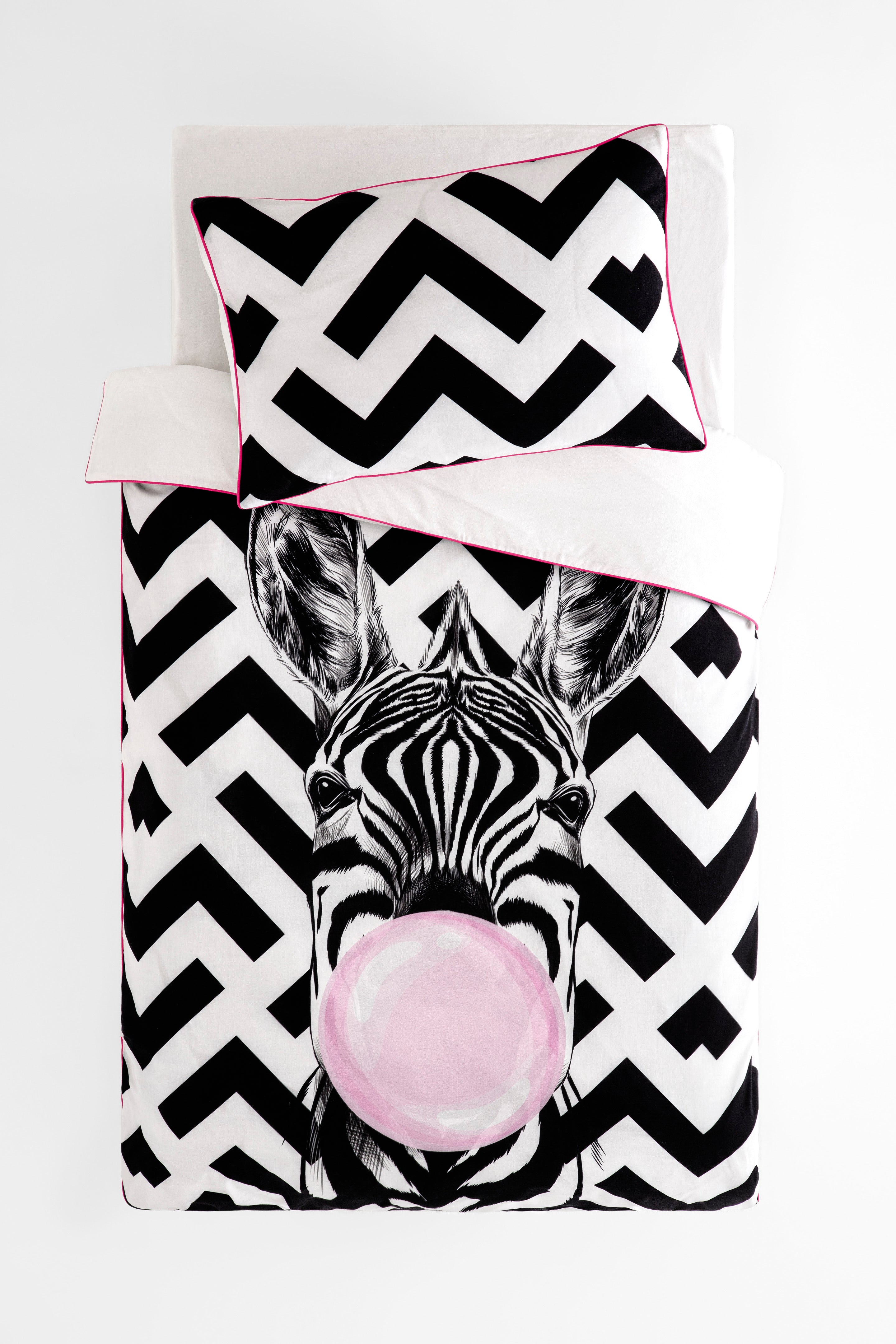 Hibboux | Bubble Gum Zebra Duvet Cover Set 