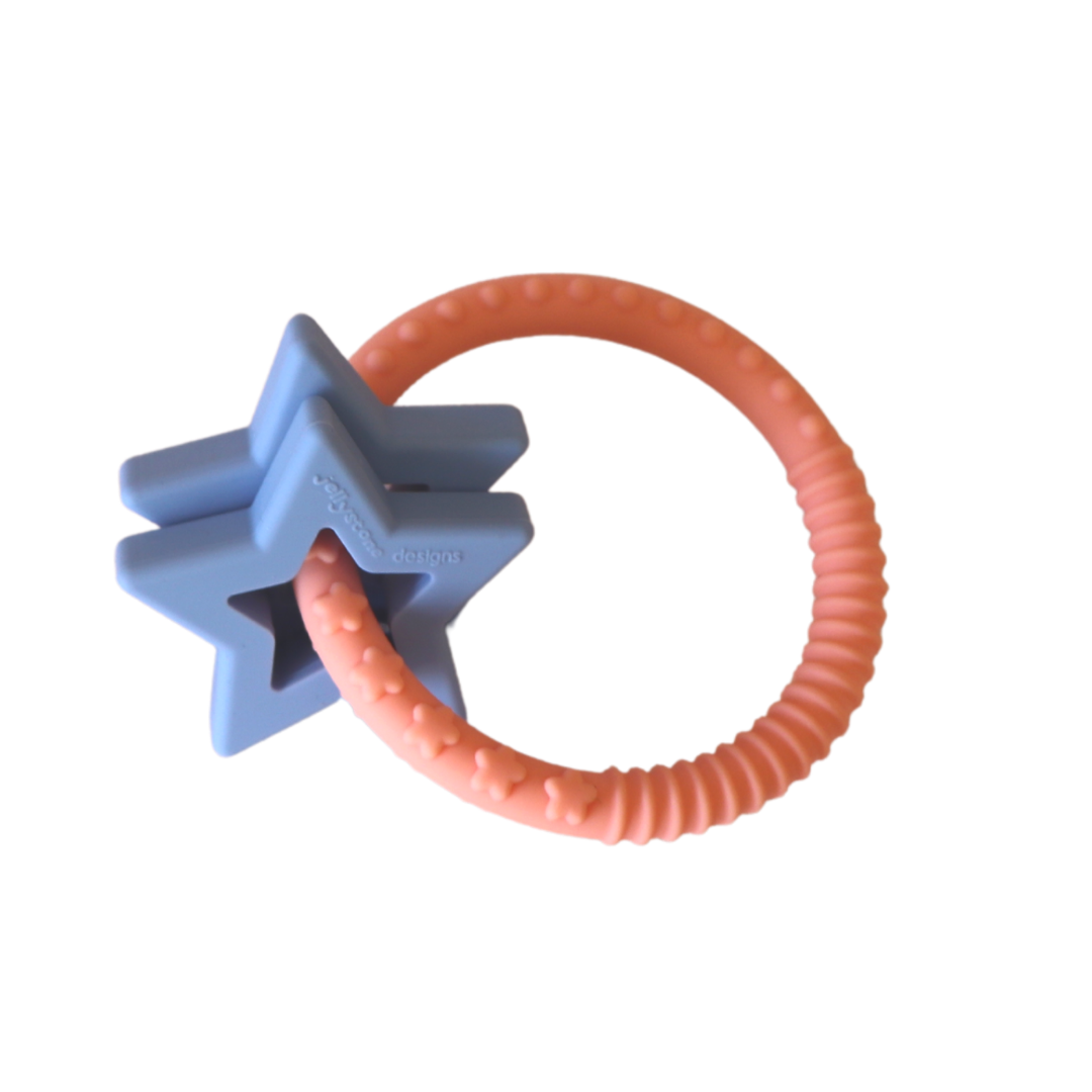 Jellystone Designs| Teething Ring with Stars Orange